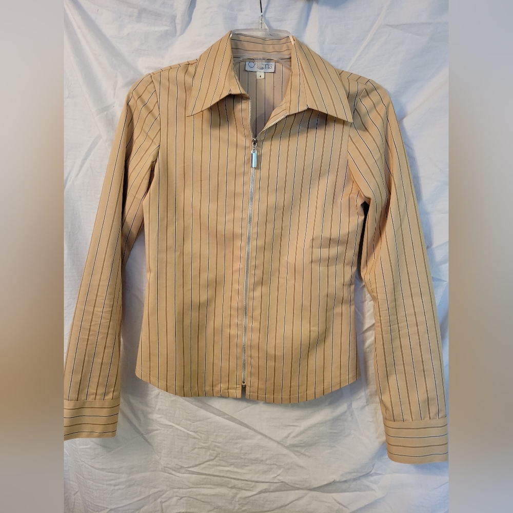 Origins Tan Zip Jacket, Size 4